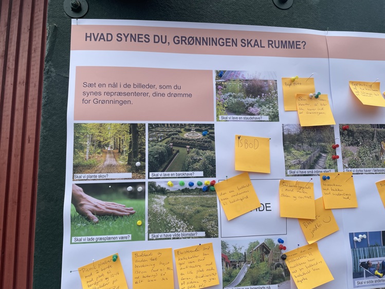 Post-it fra møde om Grønningen